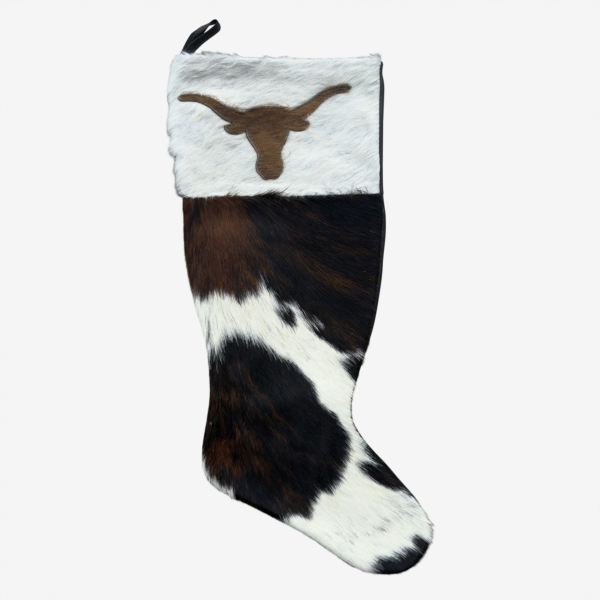 Cowhide Leather Stocking - Rustic Holiday Decor - Premium Large - Genuine Material