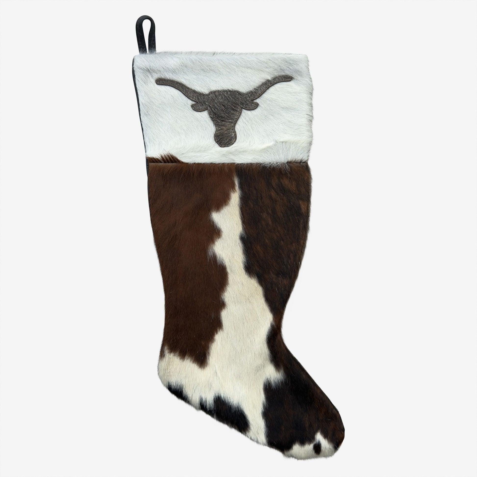 Cowhide Leather Stocking - Rustic Holiday Decor - Premium Large - Genuine Material
