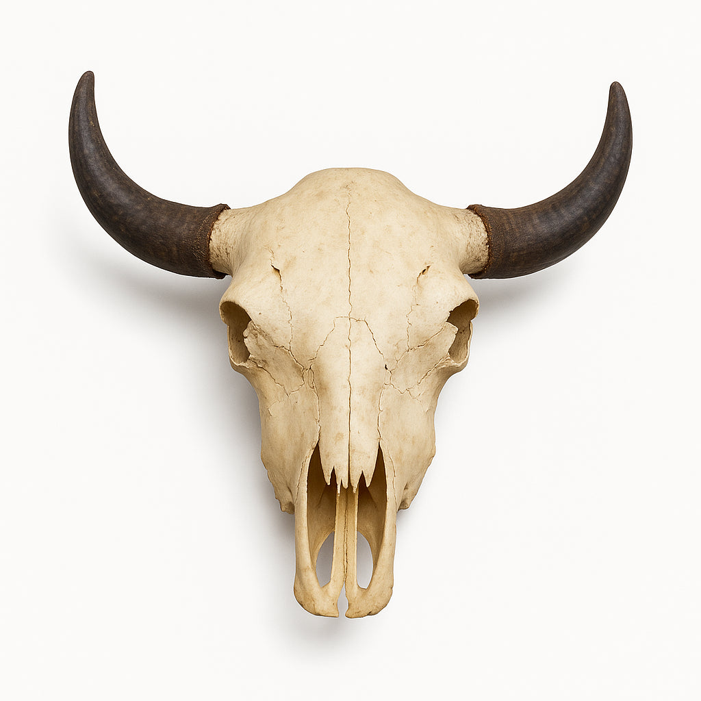 American Bison Skull | Authentic Weathered Bone & Natural Dark Horns – Approx. 2 feet.