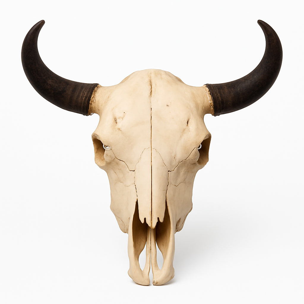 American Bison Skull | Authentic Weathered Bone & Natural Dark Horns – Approx. 2 feet.