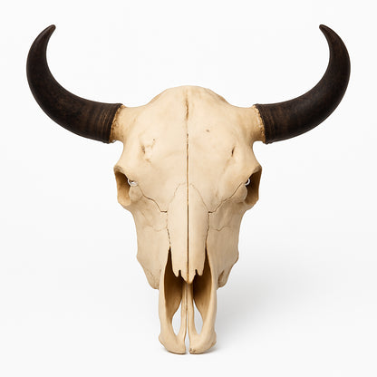American Bison Skull | Authentic Weathered Bone & Natural Dark Horns – Approx. 2 feet.