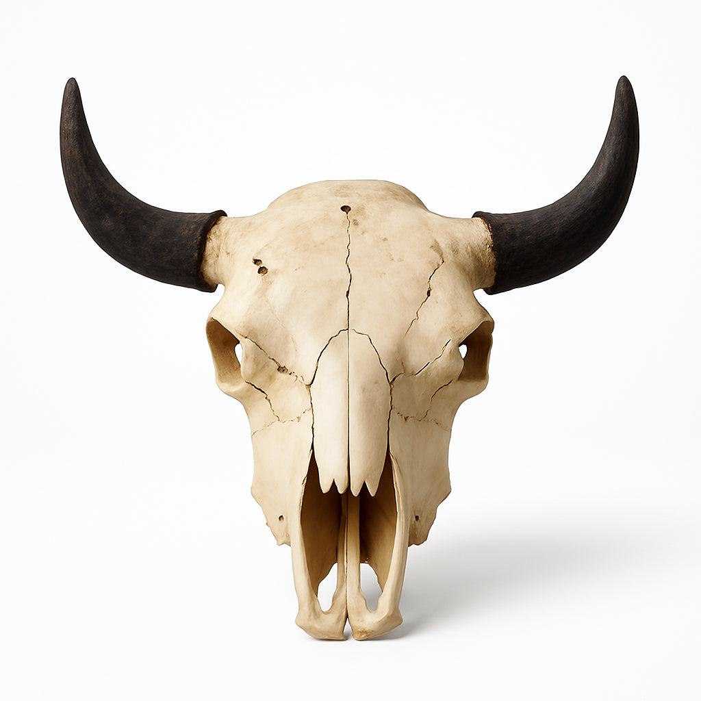 American Bison Skull | Authentic Weathered Bone & Natural Dark Horns – Approx. 2 feet.