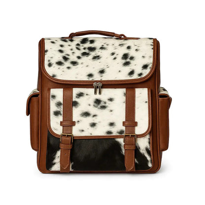 Leather Backpack Cowhide Panels - Dual Side Pockets First Grade