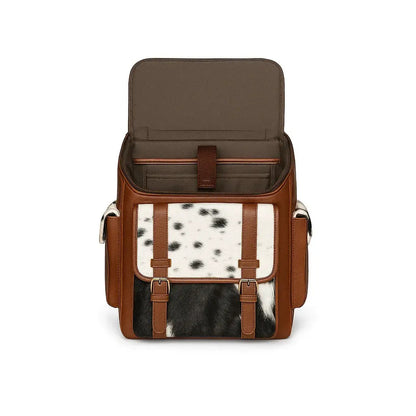 Leather Backpack Cowhide Panels - Dual Side Pockets First Grade
