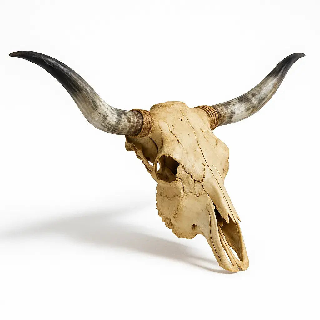 Authentic Texas Longhorn Skull | Real Bone with High-Polish Curved Horns – 4 ft Horn Span