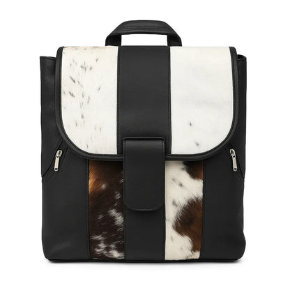 Cowhide Leather Backpack - Hair-On Premium Black Pattern - Luxurious Durable Design