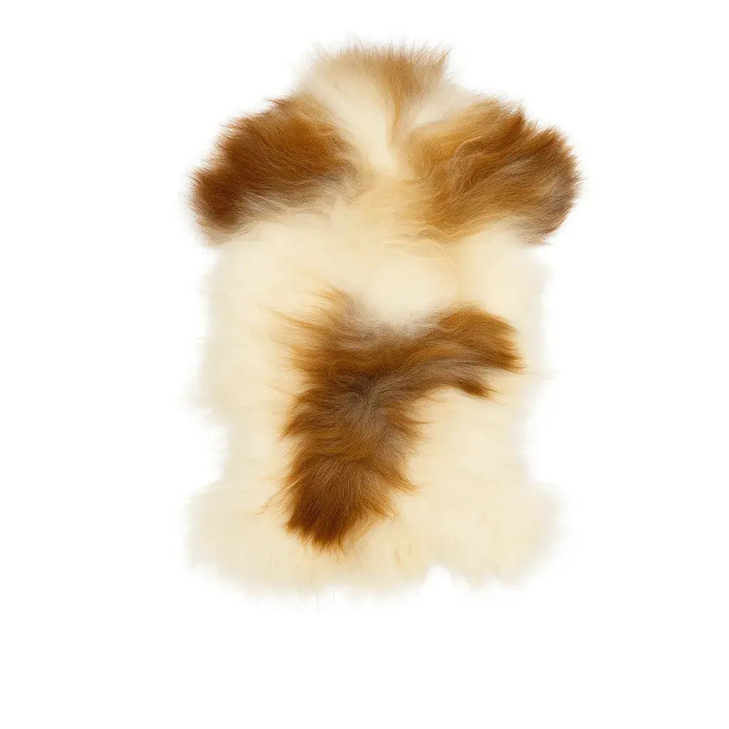 Norwegian Viking Heritage Sheepskin Throw | Spotted Brown & White Long Wool – 4' x 2.5' Feet