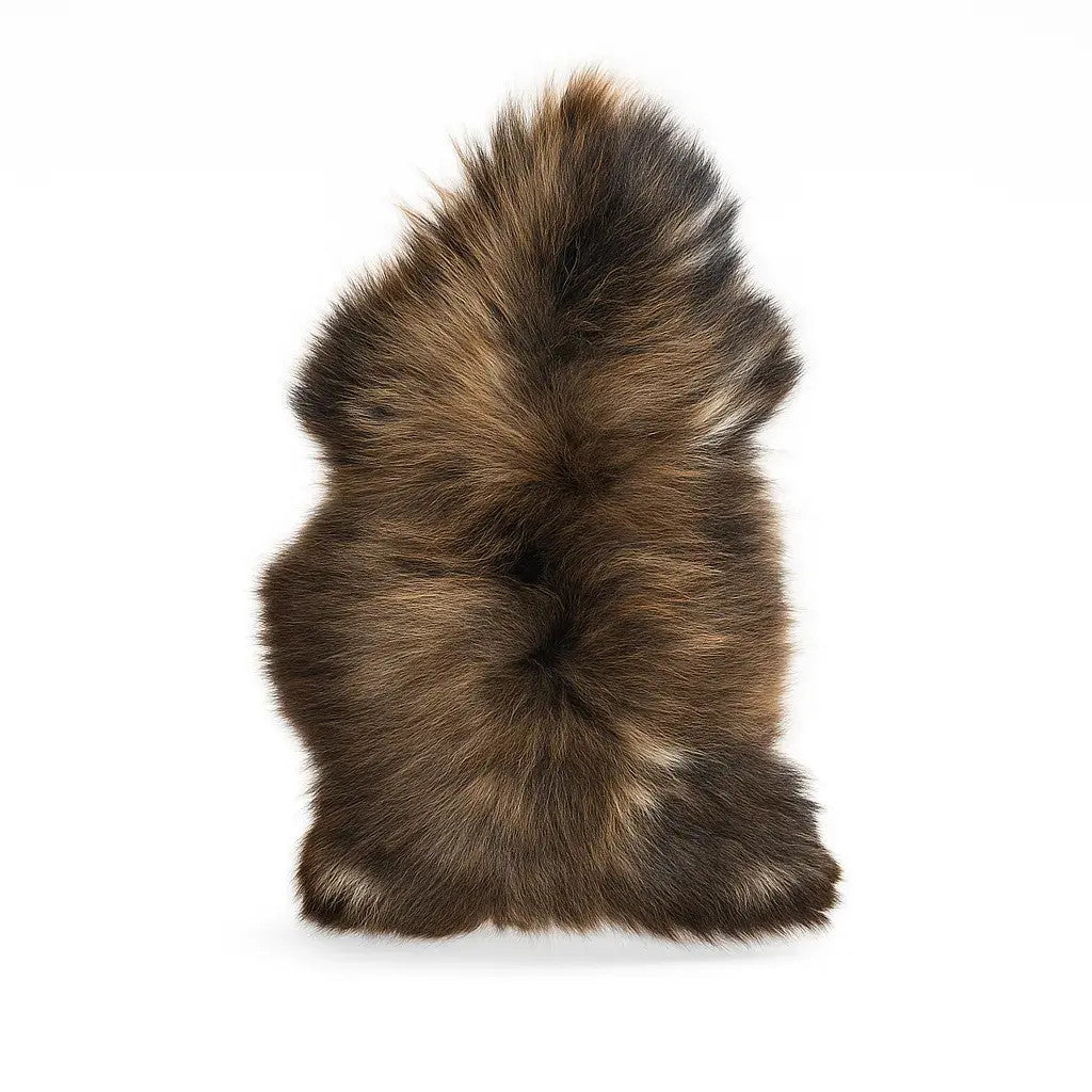 Norwegian Viking Heritage Sheepskin Throw | Solid Brown Long Wool – 4' x 2.5' Feet