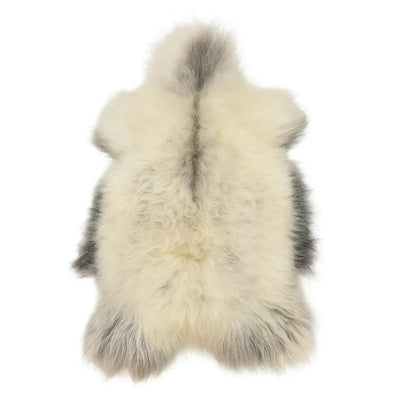 Norwegian Viking Heritage Sheepskin Throw | Frosted Beige & Gray Long Wool – 4' x 2.5' Feet