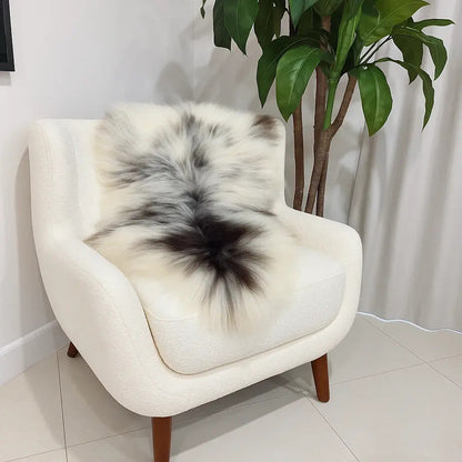 Norwegian Viking Heritage Sheepskin Throw | Frosted Beige & Gray Long Wool – 4' x 2.5' Feet