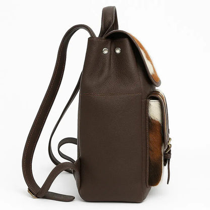 Leather Backpack Cowhide Panels - Dual Side Pockets First Grade