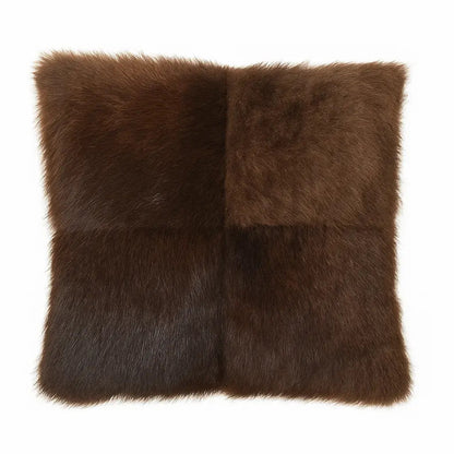 Bison Hair-On Hide Pillow Cover Pachwork Design - Premium Quality