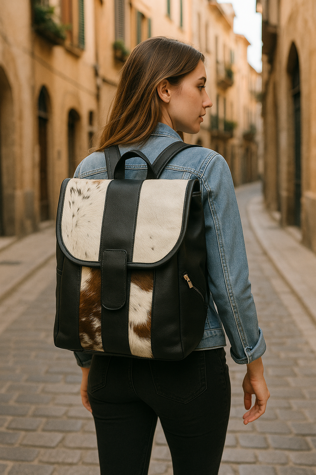 Cowhide Leather Backpack | Hair-On Panels – Multi-Pattern