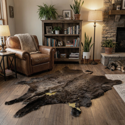 Bison Hide Rug | Second-Grade – Large Hair-On