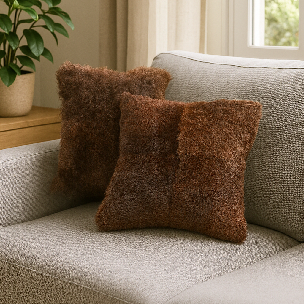 Bison Pillow Cover Set | Patchwork Hair-On – Set of 2