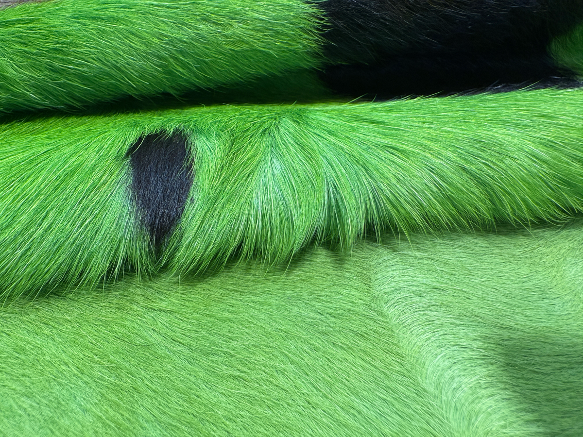 Dyed Cowhide Rug | Green Hair-On – Large Natural Cut
