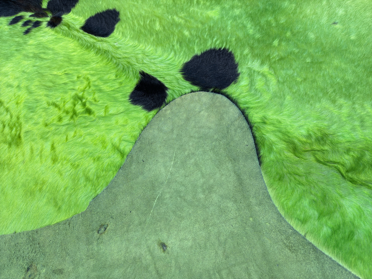 Dyed Cowhide Rug | Green Hair-On – Large Natural Cut