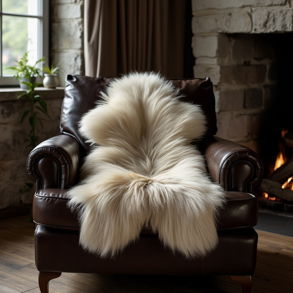 Norwegian Sheepskin | Pure White Viking Heritage Long-Hair