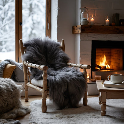 Norwegian Sheepskin | Graphite Gray Long-Hair Viking Heritage - 4' x 2.5'
