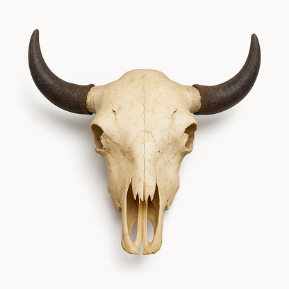 American Bison Skull | Weathered Bone & Dark Horns – 2 ft