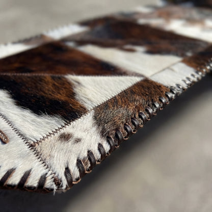 Cowhide Table Runner | Horseshoe Patchwork – Fringes & Laced Edges | Multi-Sizes
