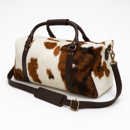 Cowhide Duffle Deluxe | Hair-On and Full-Grain Leather - 36 x 12 x 12 in