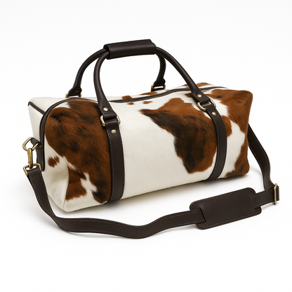 Cowhide Duffle Deluxe | Hair-On and Full-Grain Leather - 36 x 12 x 12 in