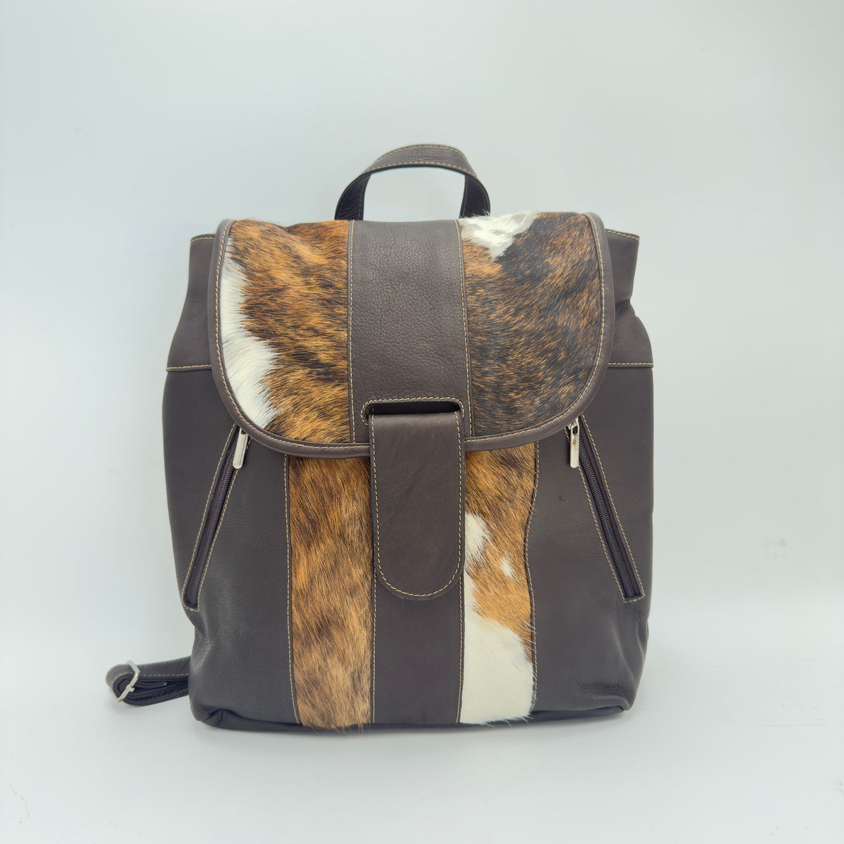 Cowhide Leather Backpack | Hair-On Brown Pattern – Handcrafted