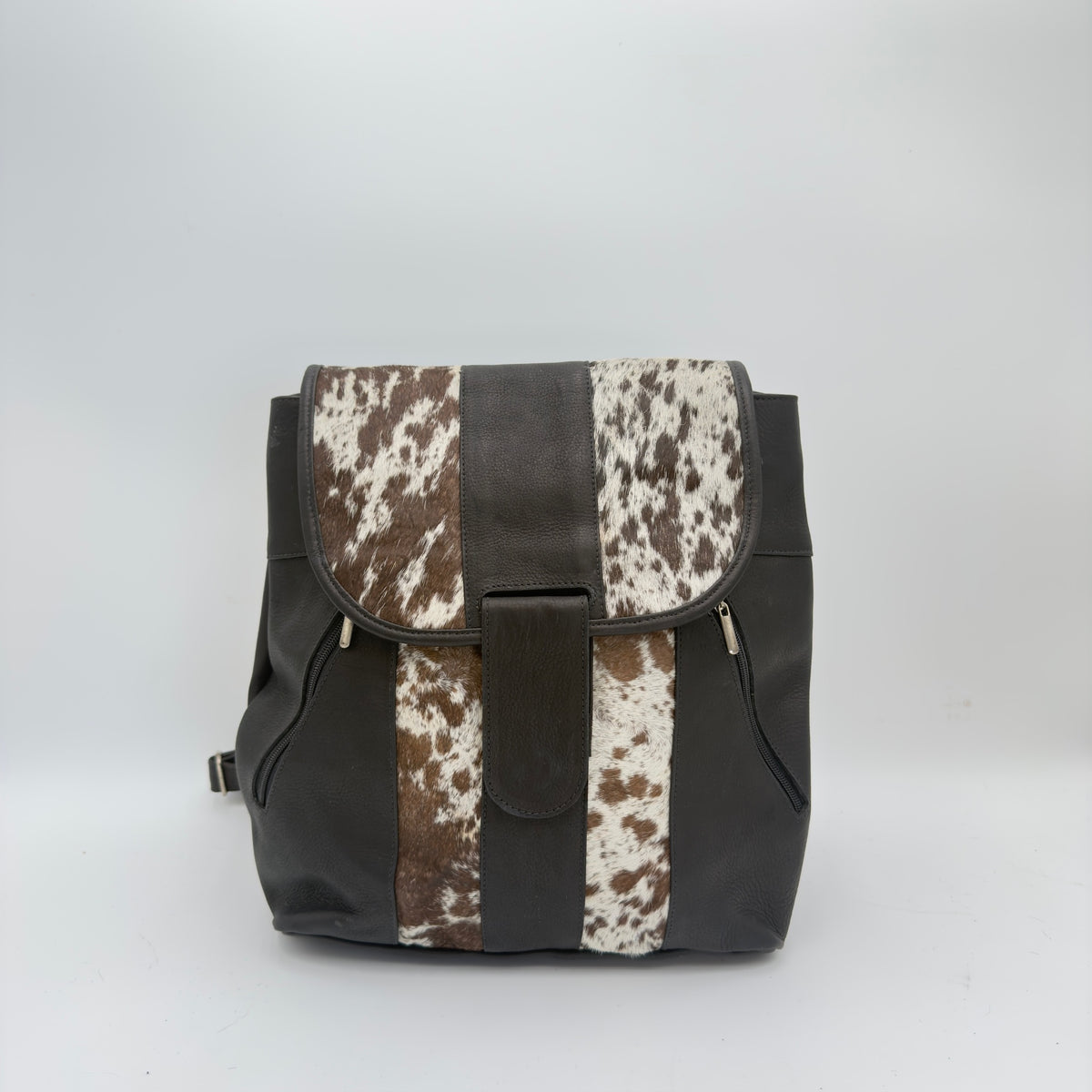 Cowhide Leather Backpack | Hair-On Brown Pattern – Handcrafted