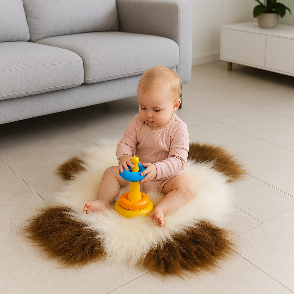 Norwegian Sheepskin Throw | Spotted Brown and White Viking Heritage - 4' x 2.5'