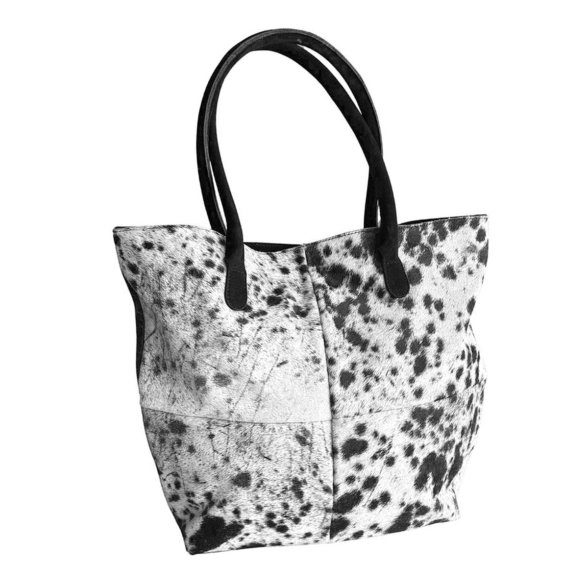 Cowhide Tote Bag | Exotic Black Speckled Hair-On – Patchwork
