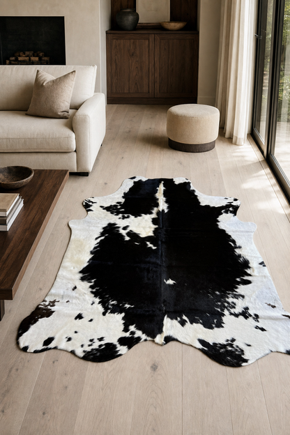 Cowhide Rug | Black & White Hair-On – Natural Cut