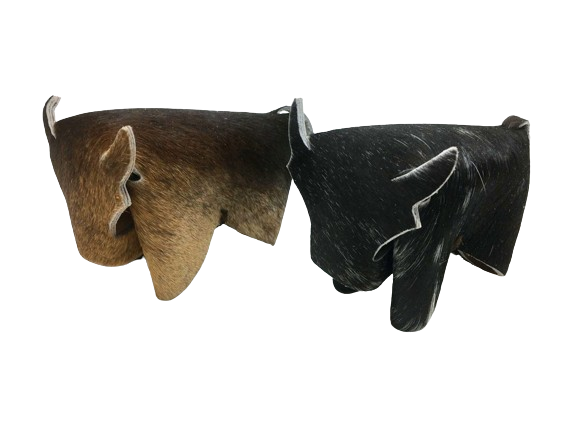 Cowhide Bull Figurine | Hair-On Solid Color – Handcrafted