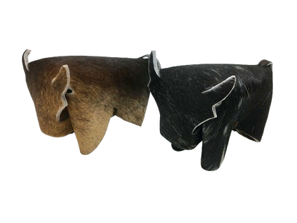 Cowhide Bull Figurine | Hair-On Solid Color – Handcrafted