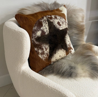 Bison Pillow Cover | Star Design Hair-On – 20 x 20 in