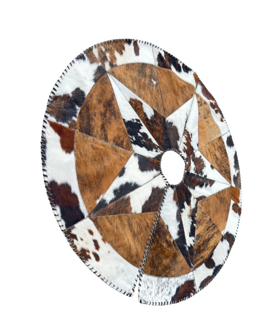 Cowhide Tree Skirt | Hair-On Rustic Christmas Decor - 3.5 ft or 5 ft