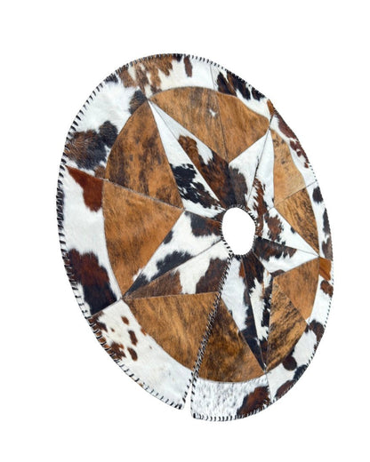Cowhide Tree Skirt | Hair-On Rustic Christmas Decor - 3.5 ft or 5 ft