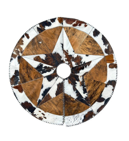 Cowhide Tree Skirt | Hair-On Rustic Christmas Decor - 3.5 ft or 5 ft