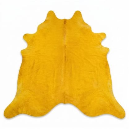 Cowhide Rug | Solid Yellow Hair-On – Large 7x6 Ft — additional view