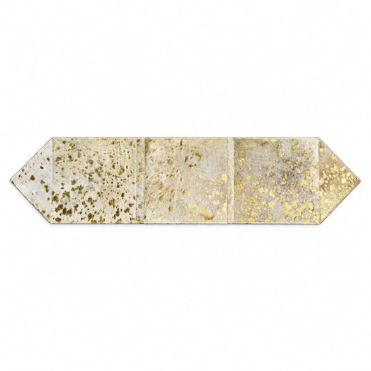 Cowhide Table Runner | Gold Acid-Washed Hair-On – Brazilian Patchwork — additional view