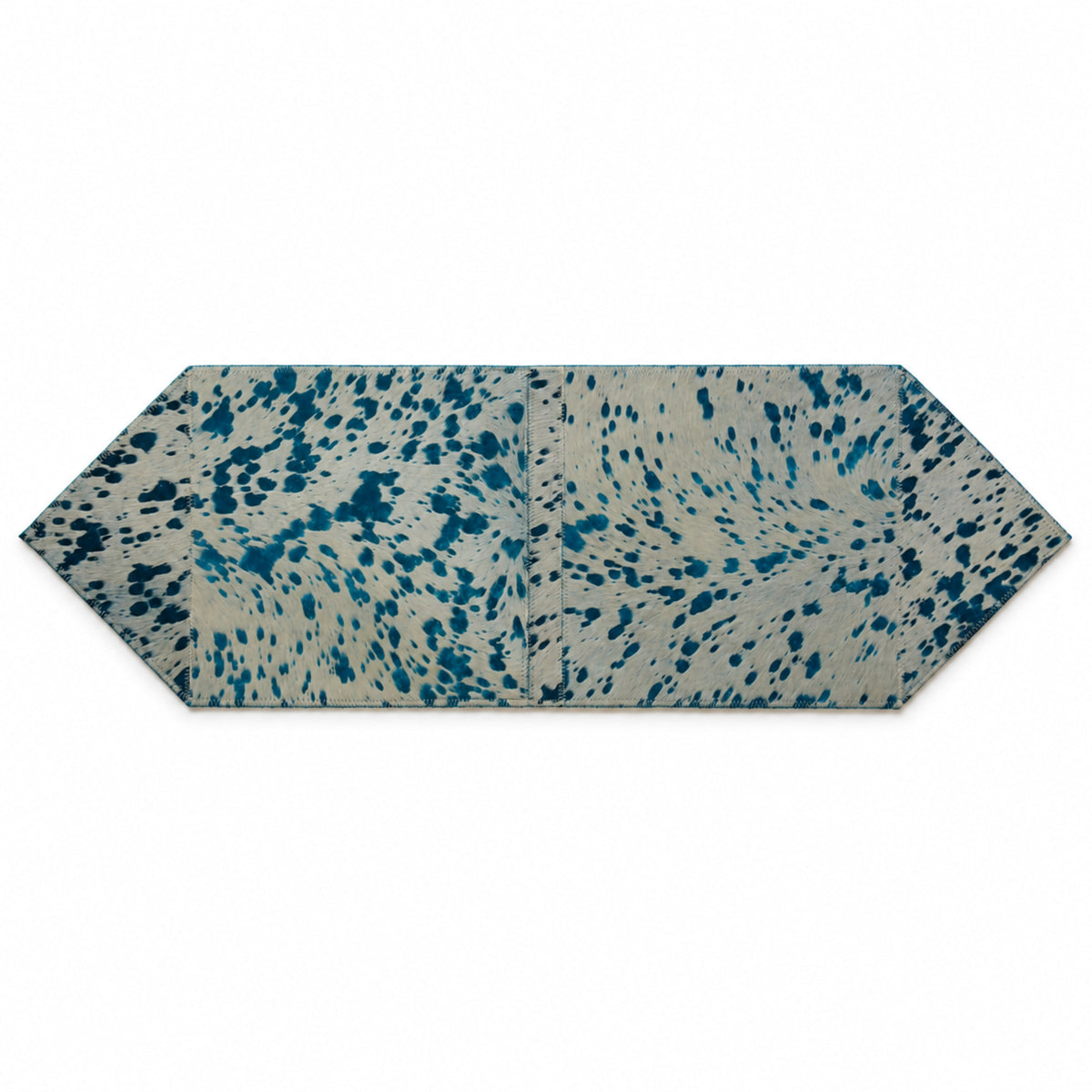 Cowhide Table Runner | White with Turquoise Acid-Washed Hair-On – Brazilian 4x1 Ft — additional view