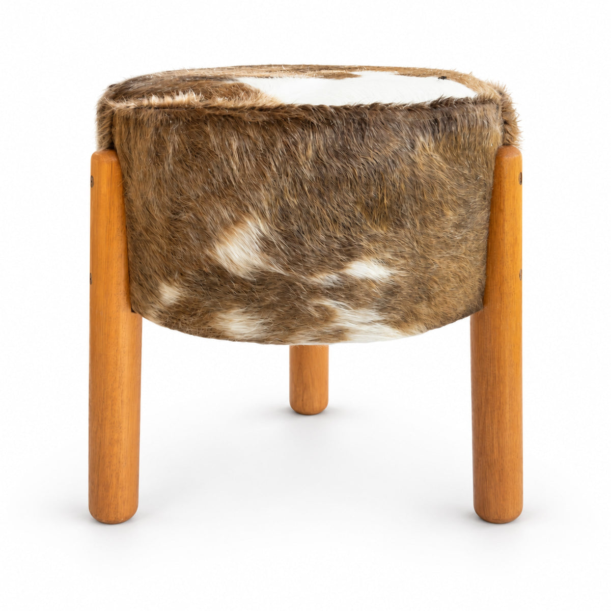 Cowhide Footstool | Black & White Hair-On – Brazilian Cowhide, Eucalyptus Legs — additional view