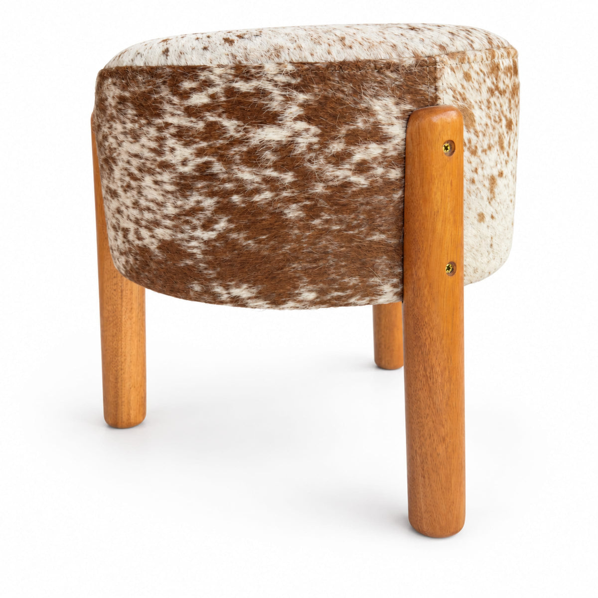Cowhide Footstool | Black & White Hair-On – Brazilian Cowhide, Eucalyptus Legs — additional view