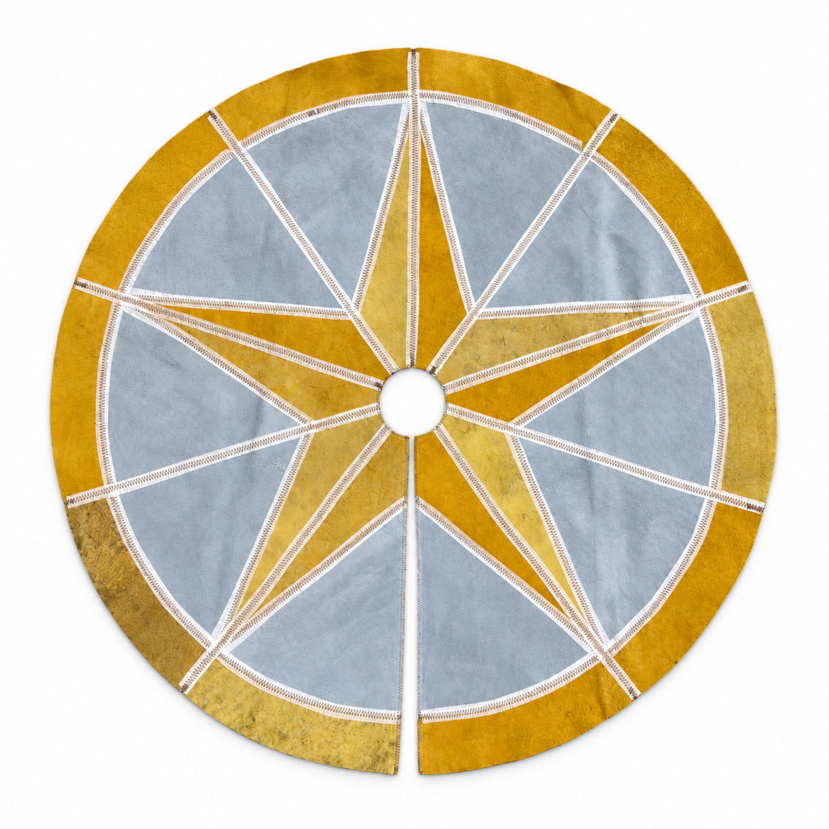 Cowhide Christmas Tree Skirt | Tricolor – 3.5 & 5 Ft — additional view