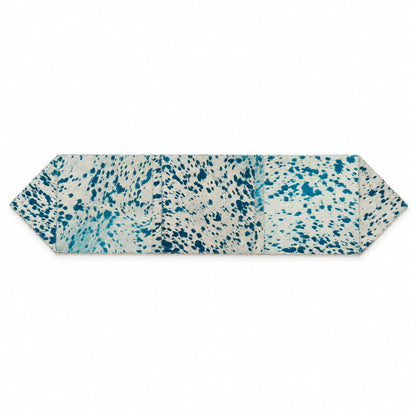 Cowhide Table Runner | White with Turquoise Acid-Washed Hair-On – Brazilian 4x1 Ft — additional view