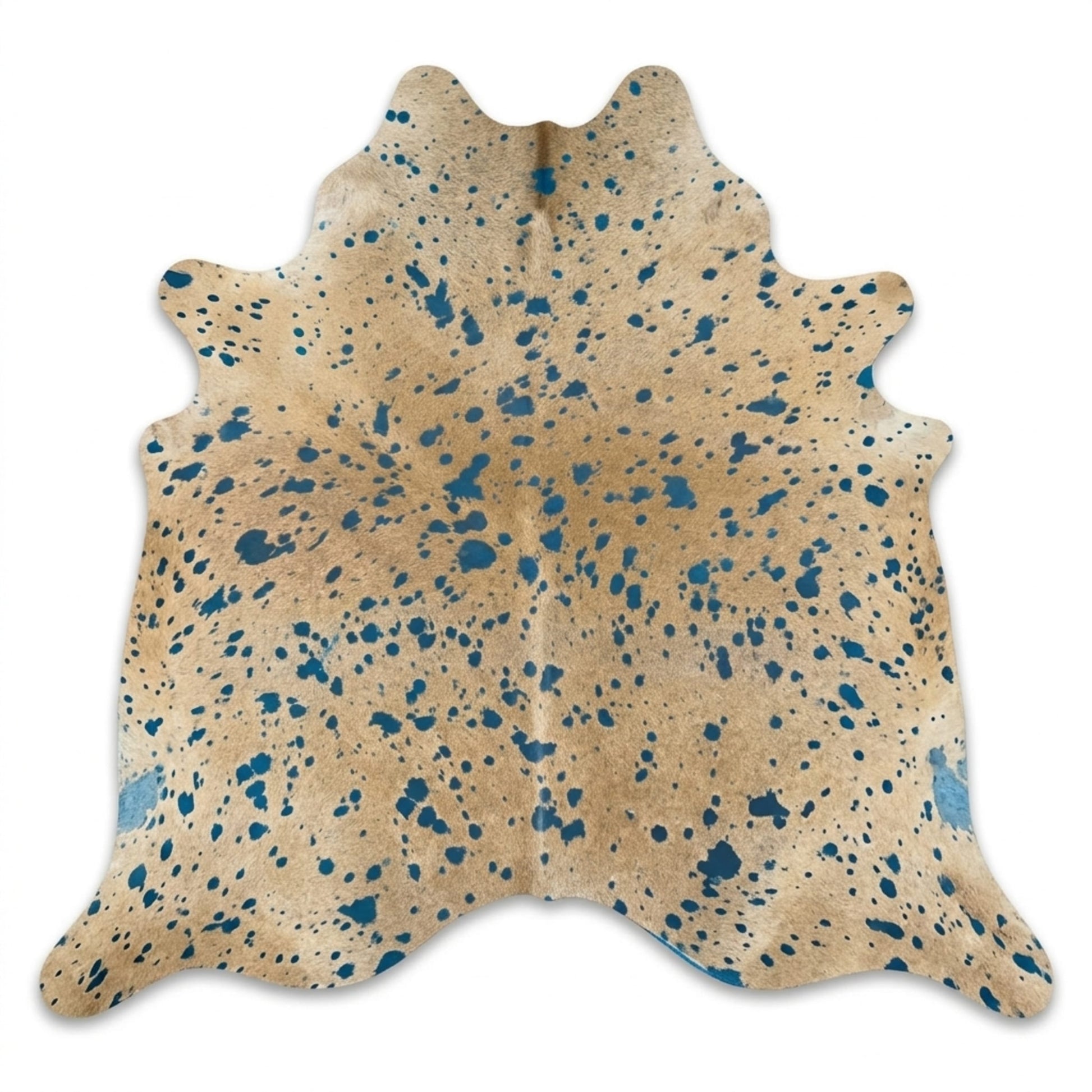 Cowhide Rug | Turquoise Acid Wash Hair-On – Brazilian 8x7 Ft — additional view