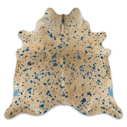 Cowhide Rug | Turquoise Acid Wash Hair-On – Brazilian 8x7 Ft — additional view