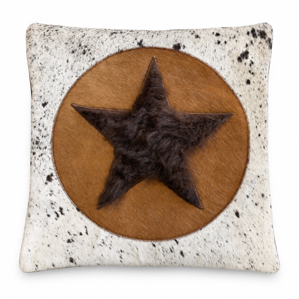 Bison & Cowhide Pillow Cover | Tricolor Hair-On – Black & Brown Speckled, 20 x 20 In — additional view