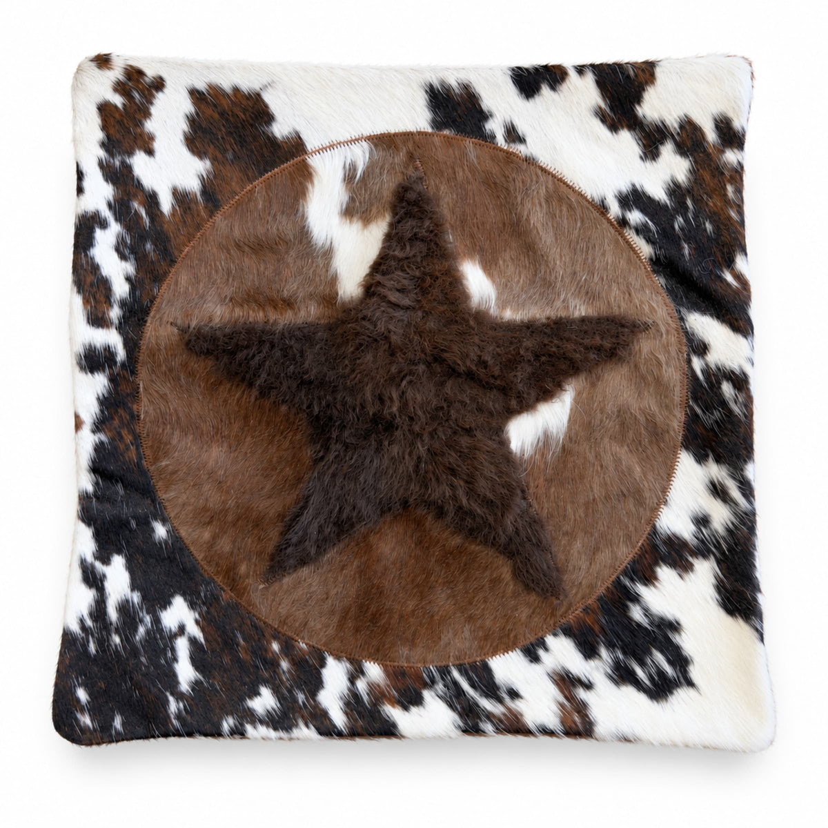 Bison & Cowhide Pillow Cover | Tricolor Hair-On – Black & Brown Speckled, 20 x 20 In — additional view