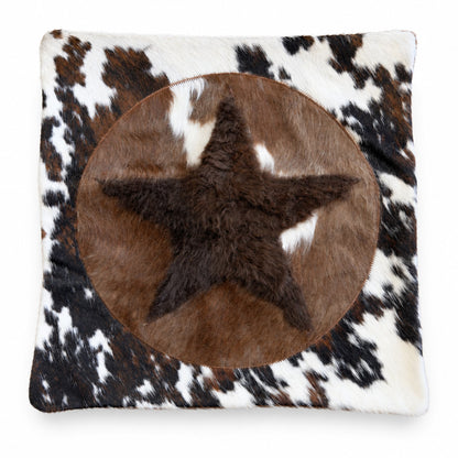 Bison & Cowhide Pillow Cover | Tricolor Hair-On – Black & Brown Speckled, 20 x 20 In — additional view